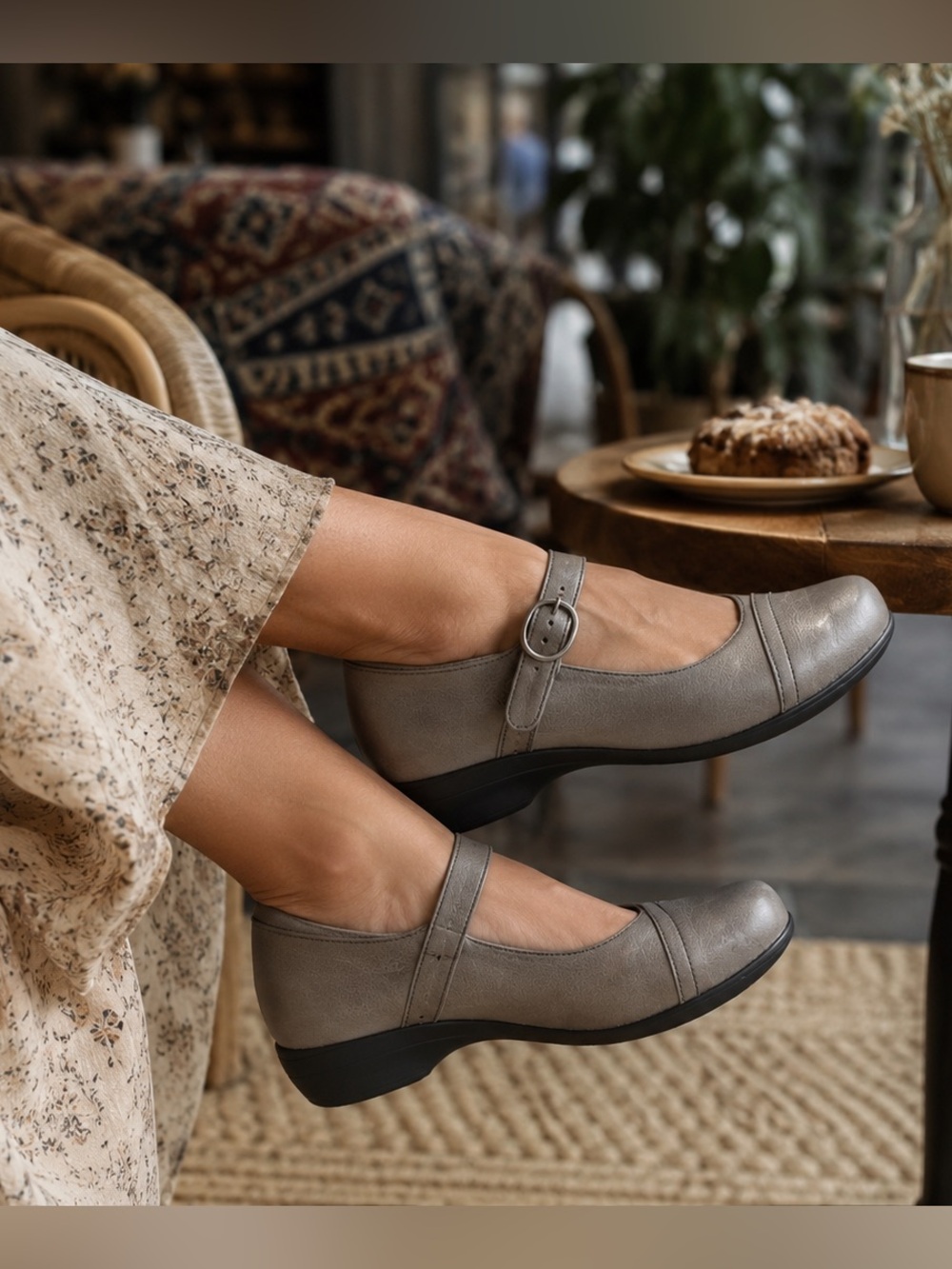 Dansko Metallic Gray Mary Jane Clog